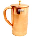Prisha India Craft ® Pure Copper Water Jug Drinkware Tableware Pitcher for Ayurveda Healing Capacity 1.6 L