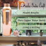 Prisha India Craft Pure Copper Yoga Water Bottle, 900 ML