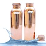 Prisha India Craft Pure Copper Bottle for Water, 900 ML, Joint Free, Thermos Design Copper Bottles