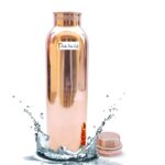 Roll over image to zoom in        Prisha India Craft Pure Copper Water Bottle, 700 ML