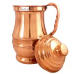 Prisha India Craft ® Handmade Copper Jug Pitcher, Serveware & Tableware, Good Health Benefits, Maharaja Jug with Lid,1800 ML