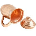 Prisha India Craft Pure Copper Maharaja Water Jug Pitcher Hammered Design, Drinkware Set, 1800 ML