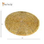Prisha India Craft Set of 4 Handmade Gold Beaded Tea Coasters – 4 Inches Coaster for Tea Cups