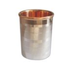 Prisha India Craft Luxury Design Steel Copper Glass Tumbler, Drinkware & Serveware Set, Capacity 250 ML