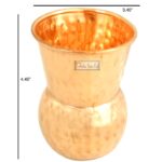 Prisha India Craft Pure Copper Muglai Matka Glass Tumbler Hammered Design, Capacity 375 ML, Set of 2