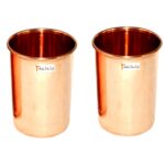Prisha India Craft Pure Copper Glass Tumbler, Drinkware & Glassware Set, 320 ML, Set of 2