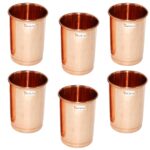 Prisha India Craft Pure Copper Glass Tumbler, 320 ML, Set of 6