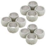 Prisha India Craft Silver Beaded Napkin Rings, Perfect for Dinners | Diameter 1.5 Inch | Set of 12