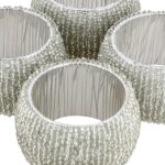Prisha India Craft Silver Beaded Napkin Rings, Perfect for Dinners | Diameter 1.5 Inch | Set of 4