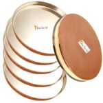 Prisha India Craft Stainless Steel Copper Dinner Thali Set, 48 Pieces, Service for 6