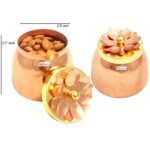 Prisha India Craft Copper Plating Dry Fruit Container Decorative Serving Bowls, Set of 2 Pieces, Gold