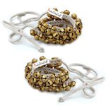 Prisha India Craft Brass Kathak Ghungroo Pair, (25+25) Big Dancing Bells Tied with Cotton Cord (16 No. Ghungroo)