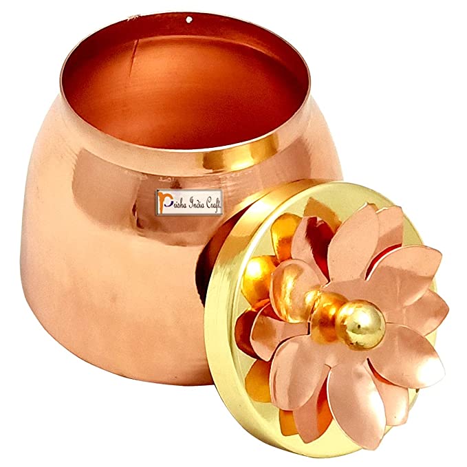 Prisha India Craft Copper Plating Dry Fruit Container Decorative Serving Bowl Set - 1 Piece