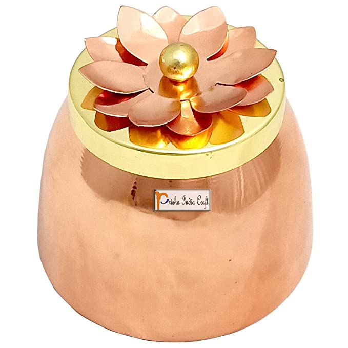 Prisha India Craft Copper Plating Dry Fruit Container Decorative Serving Bowl Set - 2 Piece