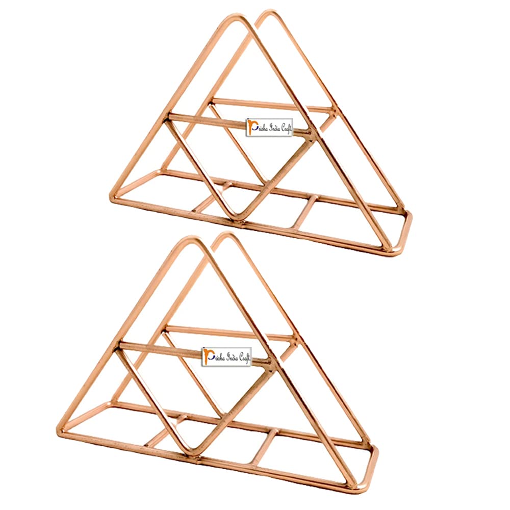 Prisha India Craft Rose Gold Tissue Napkin Holders for Dining Table, Set of 2
